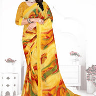 Chiffon Print Loose Saree with Blouse for Premium Ethnic and Traditional Wear | TTS-VISHWA