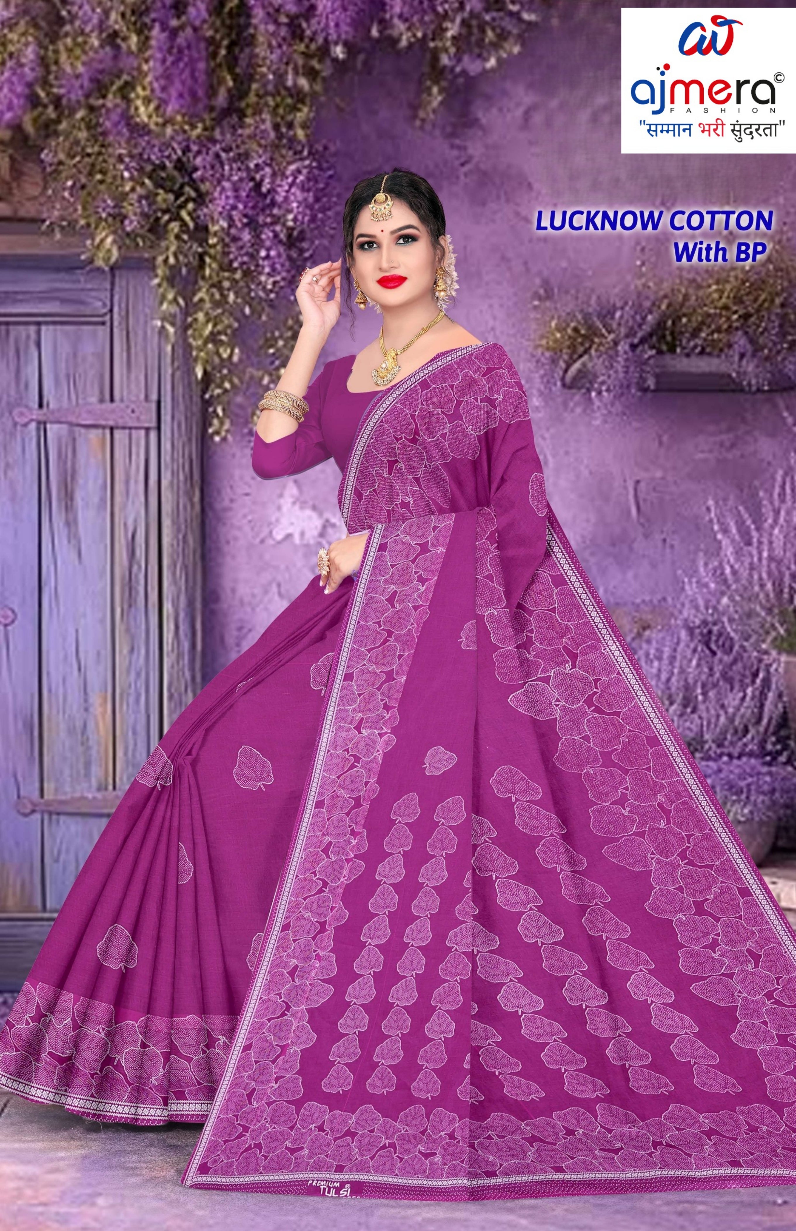 Soft Cotton Saree with Blouse Piece for Premium Ethnic and Traditional Wear | TLS-LUCKNOW COTTON WITH BP