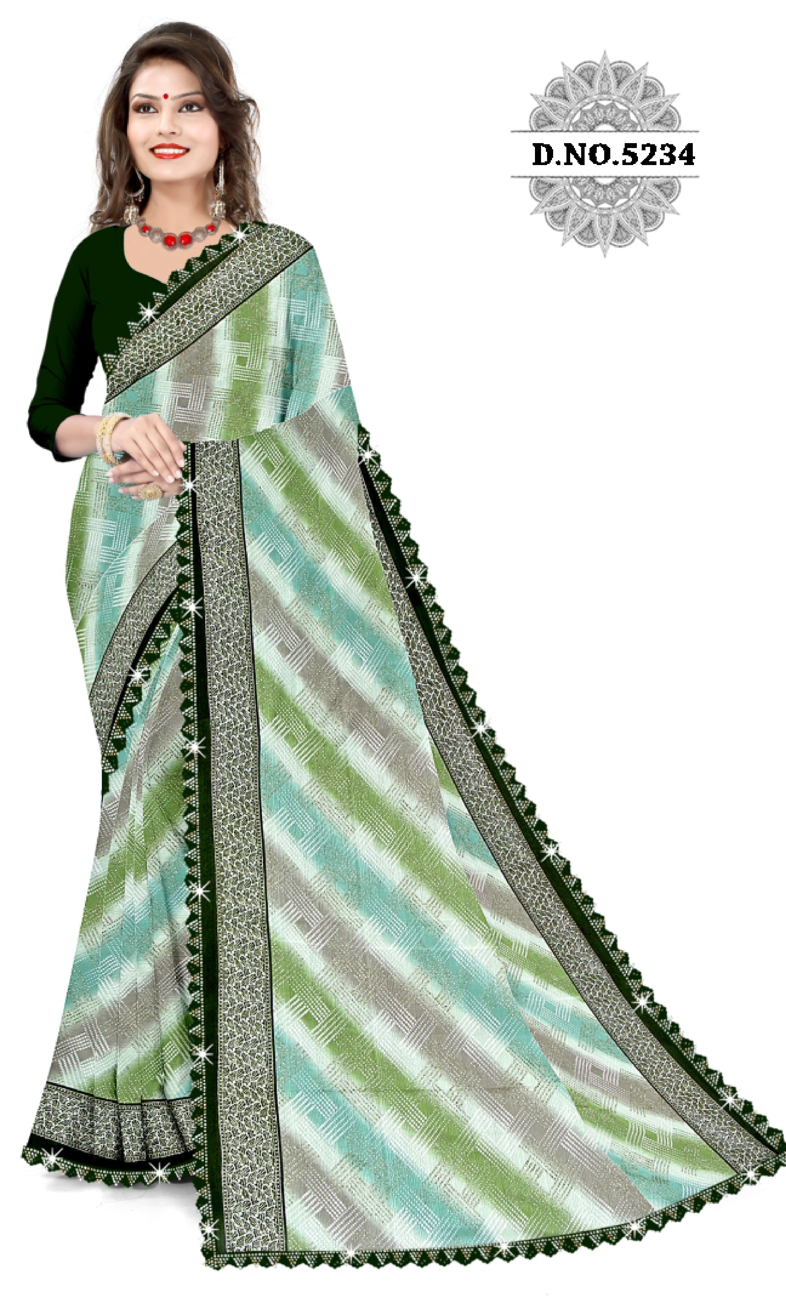 Elegant Printed Saree with Designer Blouse Piece for Festive Wear  | CAS-ZHIL MIL