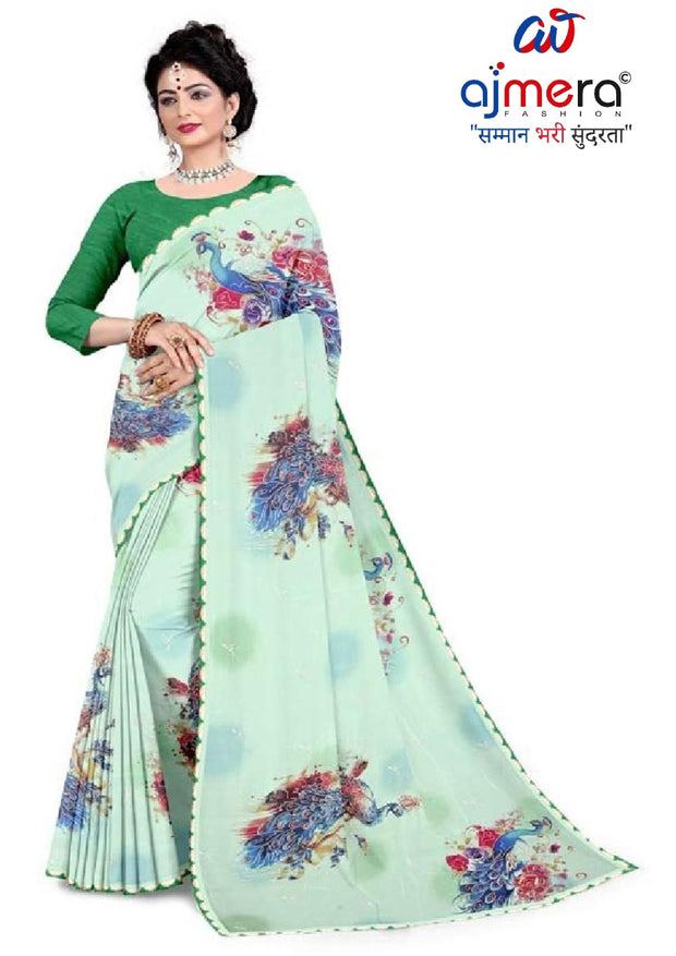 Georgette Print Loose Saree with Blouse for Premium Ethnic and Traditional Wear | TD-COCONUT
