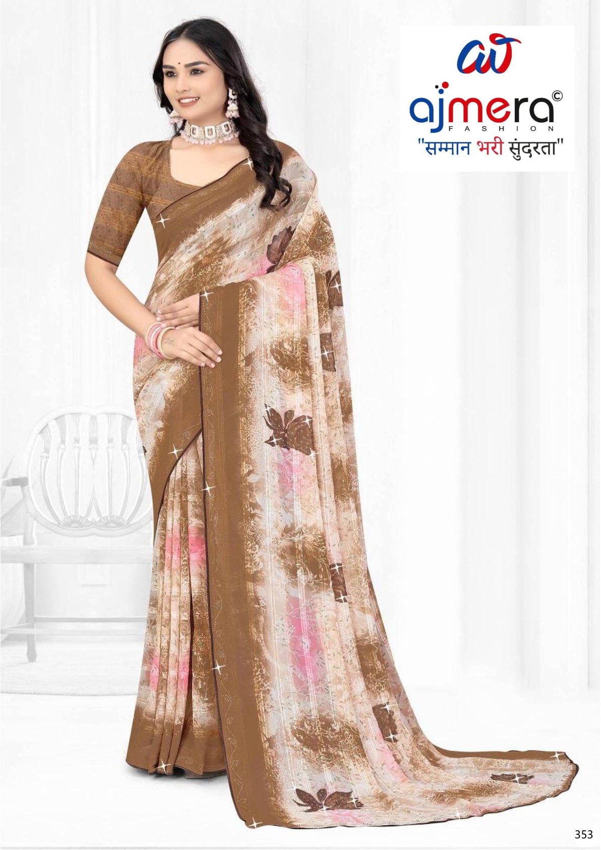 Weightless Print Loose Saree with Blouse for Premium Ethnic and Traditional Wear | TTS-SAJILI