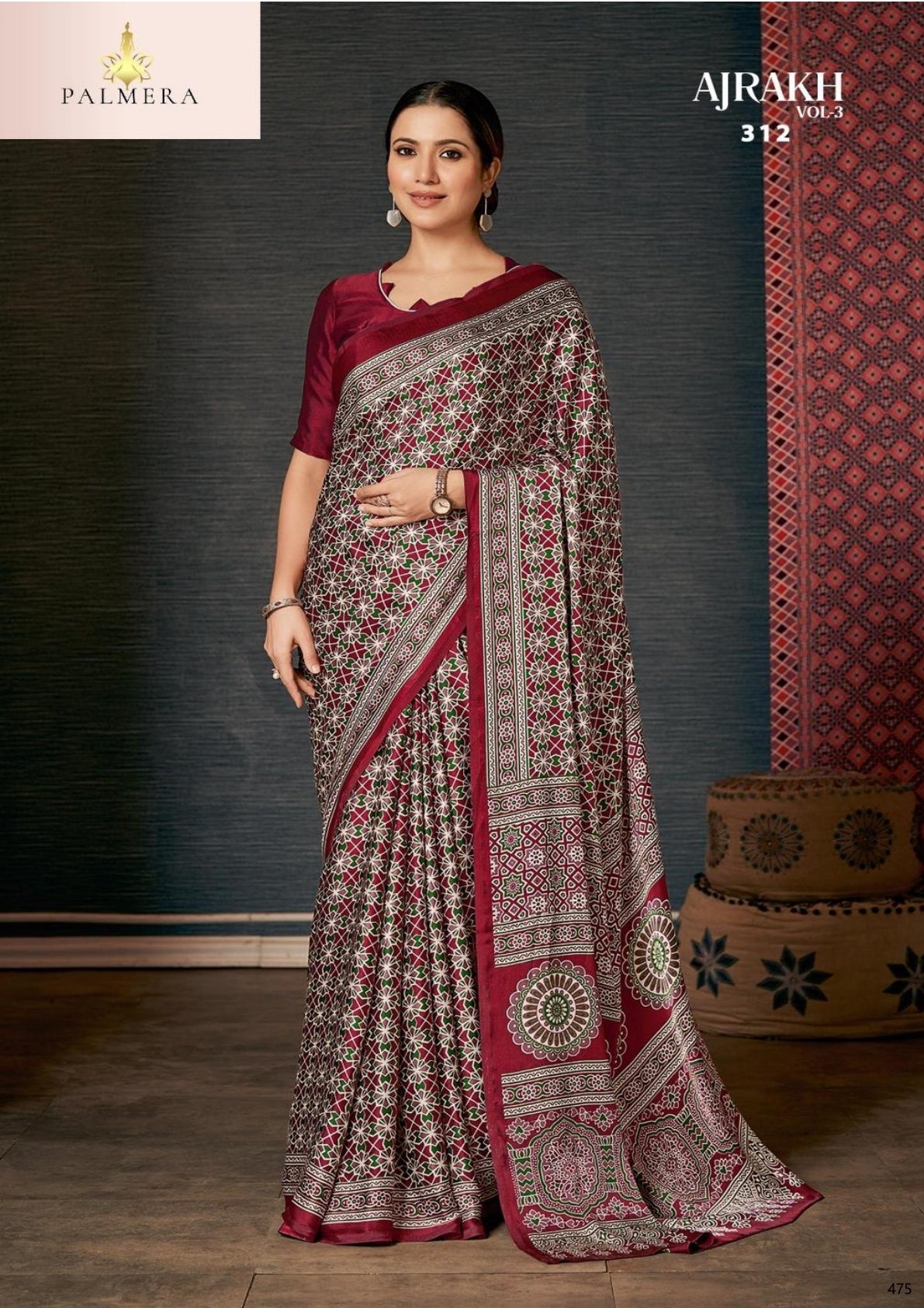 Ajrakh Japan Satin Saree with Blouse for Premium Ethnic Wear | ALL-AJRAKH VOL-3