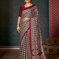 Ajrakh Japan Satin Saree with Blouse for Premium Ethnic Wear | ALL-AJRAKH VOL-3