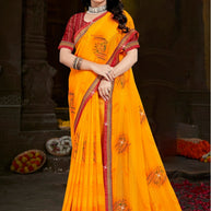 Premium Printed Saree with Matching Blouse Piece for Ethnic Elegance  | CAS-PALKI