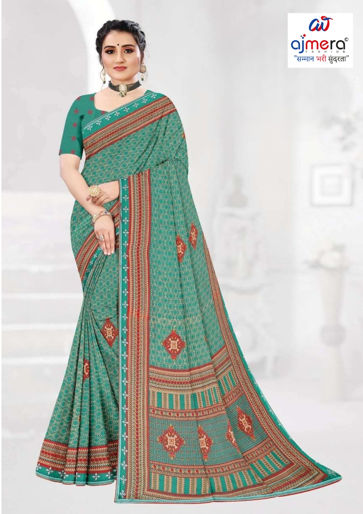 Fashionable Printed Saree with Blouse Piece for Festive Collection | GLC-LARA CHIFFION