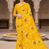 Printed Print Loose Saree with Blouse for Premium Ethnic and Traditional Wear | SGR-RENIYAL CRAPE