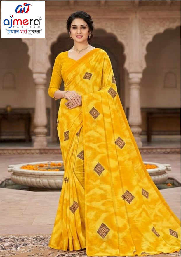 Printed Print Loose Saree with Blouse for Premium Ethnic and Traditional Wear | SGR-RENIYAL CRAPE