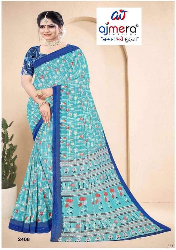 Weightless Fancy Print Loose Saree with Blouse for Premium Ethnic and Traditional Wear | ARK-MAUSAM