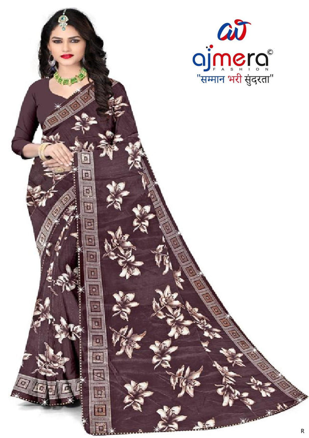 Vichitra Jari Print Loose Saree with Blouse for Premium Ethnic and Traditional Wear | CAS-MITHAS
