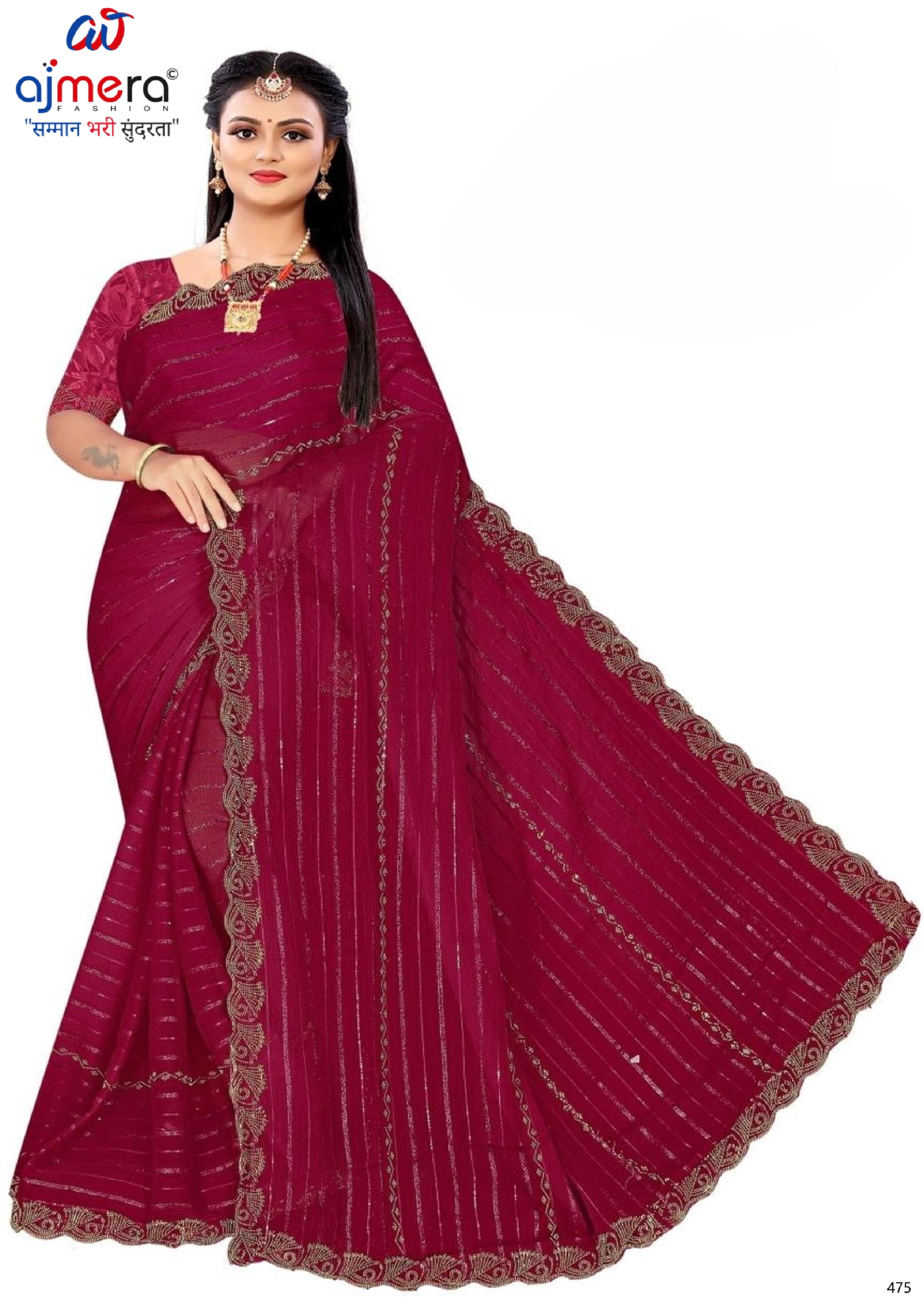 Crepe Dyed Matching Saree with Blouse Piece for Premium Ethnic and Traditional Wear | RAL-SHEHANSHA