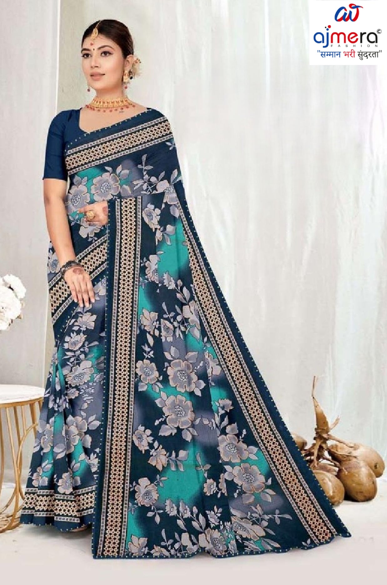 Elegant Printed Saree with Designer Blouse Piece for Festive Wear  | GPT-DHAMAKEDAR-5