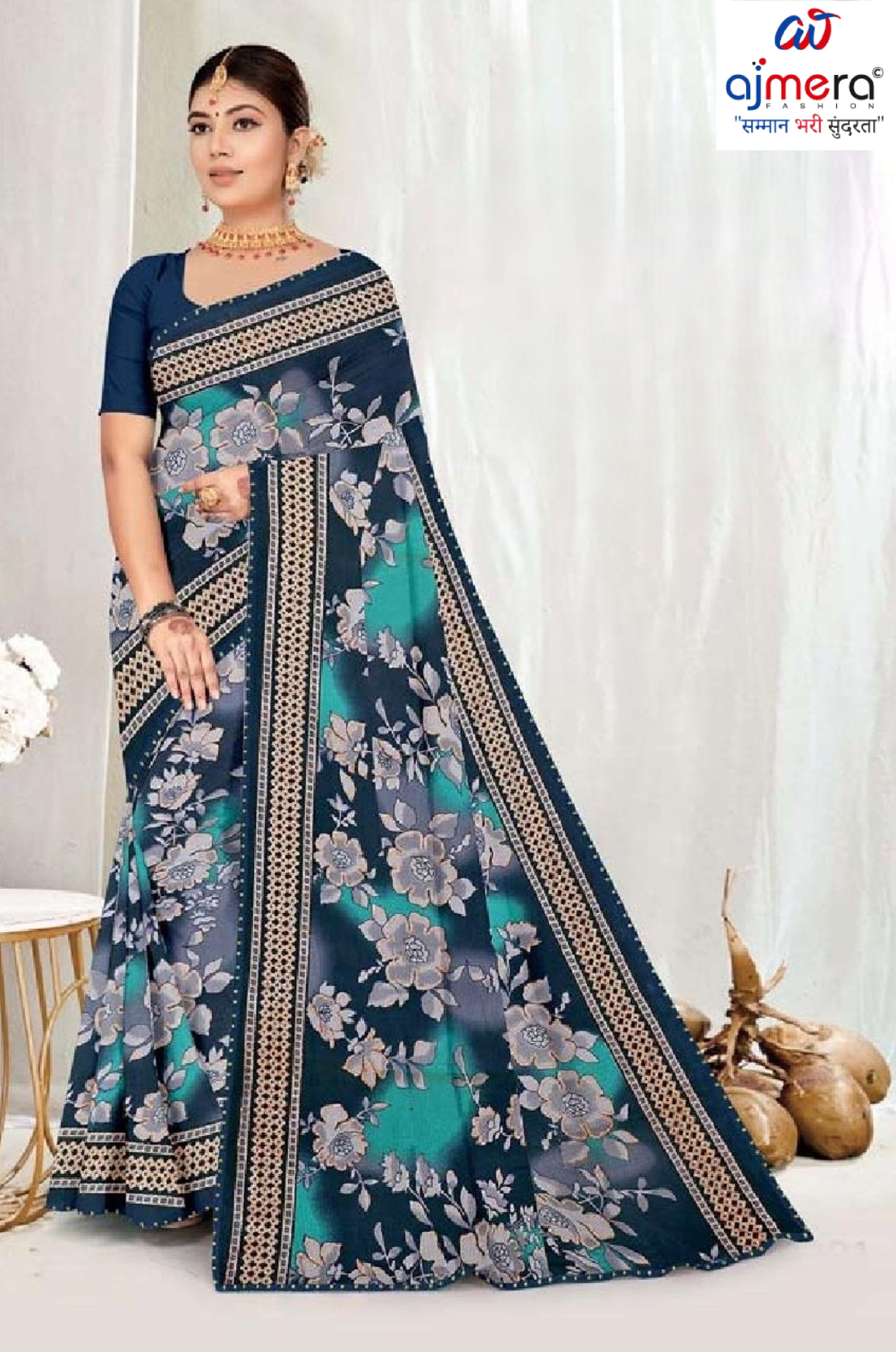 Elegant Printed Saree with Designer Blouse Piece for Festive Wear  | GPT-DHAMAKEDAR-5