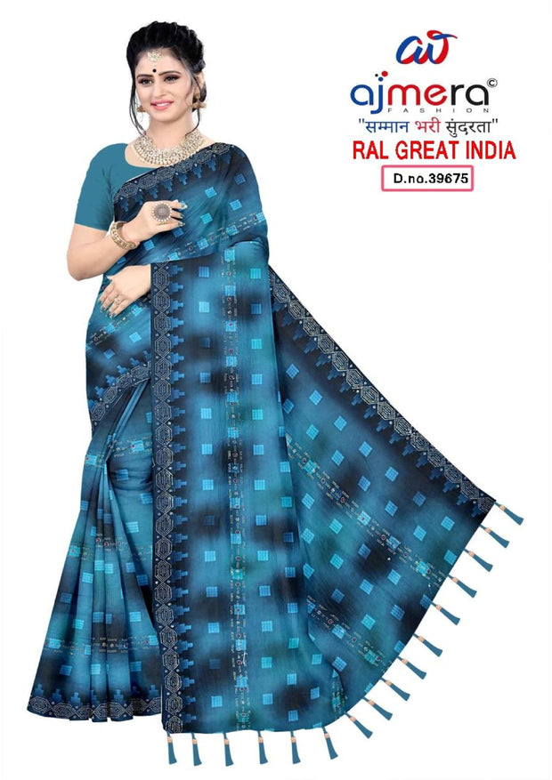 Lycra Dyed Matching Saree with Blouse Piece for Premium Ethnic and Traditional Wear | RAL-GREAT INDIA