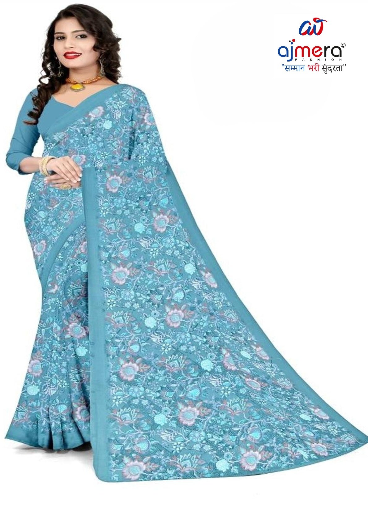 Heavy Reniyal Print Loose Saree without Blouse for Premium Ethnic and Traditional Wear | CAS-PREMIUM