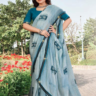 Contemporary Printed Saree with Blouse Piece for Premium Wear  | PRM-PARAS