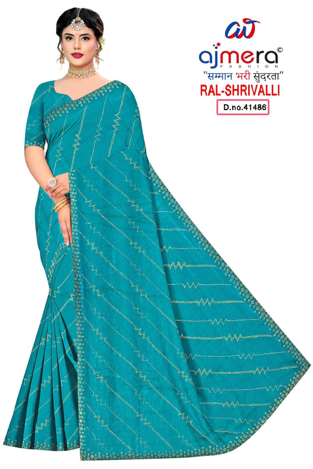 Fandy Factory Rate Dyed Matching Saree with Blouse Piece for Premium Ethnic and Traditional Wear | RAL-SHRIVALLI