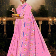 Fancy Cotton Saree with Without Blouse for Premium Ethnic and Traditional Wear | PJA-CHAM CHAM
