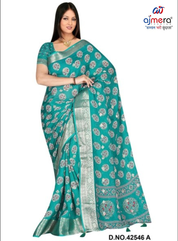 Contemporary Printed Saree with Blouse Piece for Premium Wear | VER-NAZAKAT-42546
