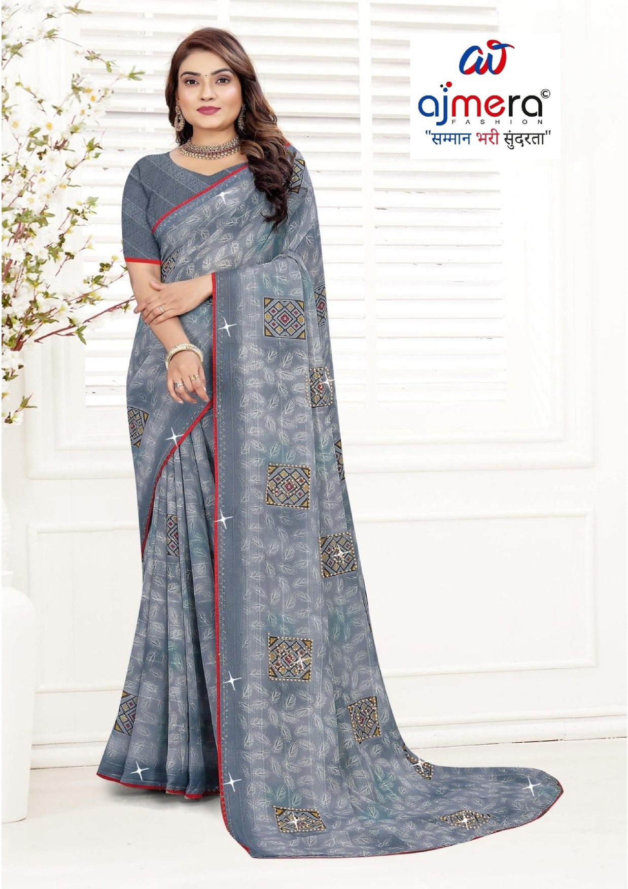Chic Printed Saree with Blouse Piece for Sophisticated Ethnic Style  | TTS-EKNOOR