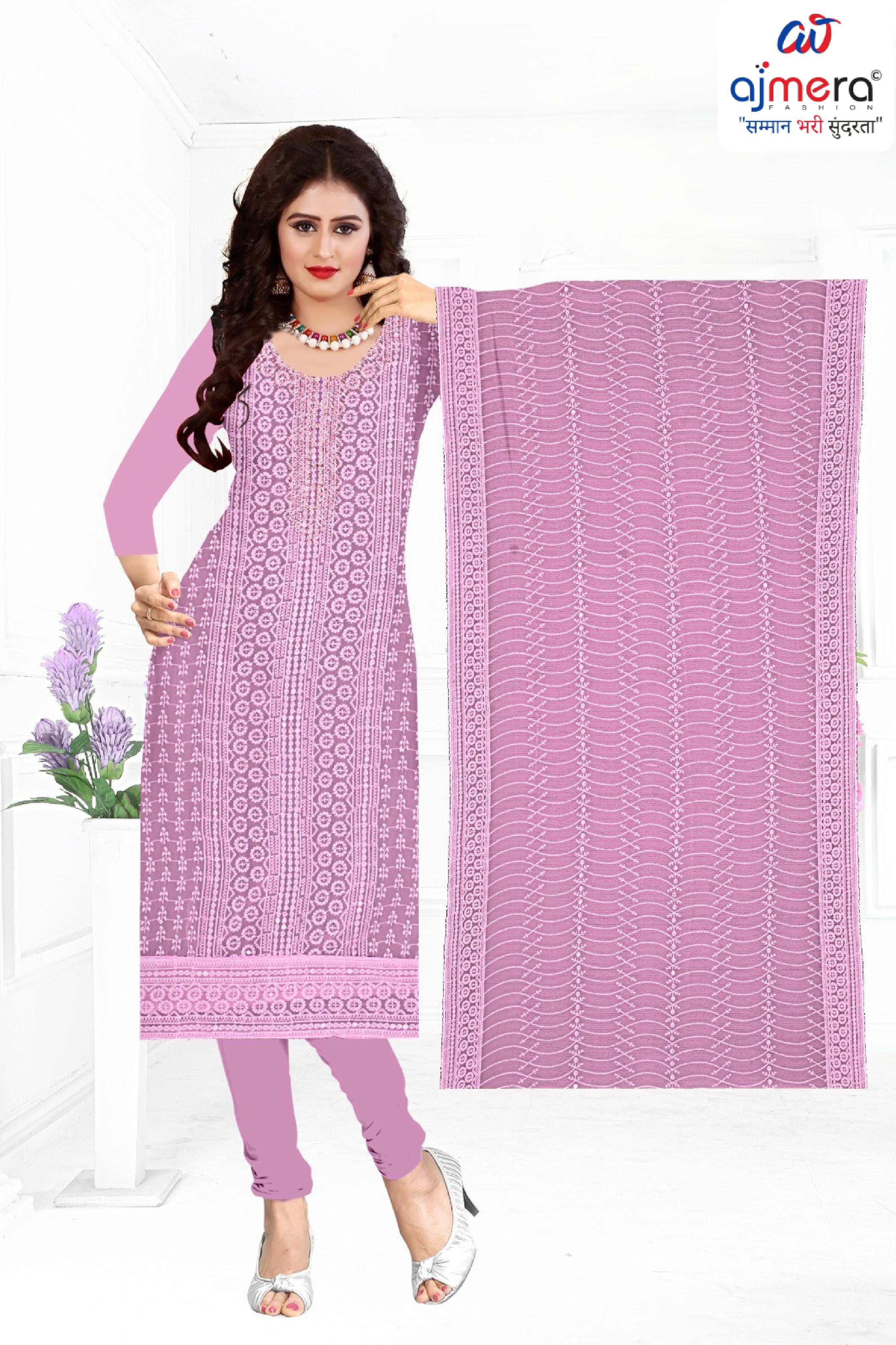 Premium Fox Georgette Unstitched Suit Set | KVF-SUMMER