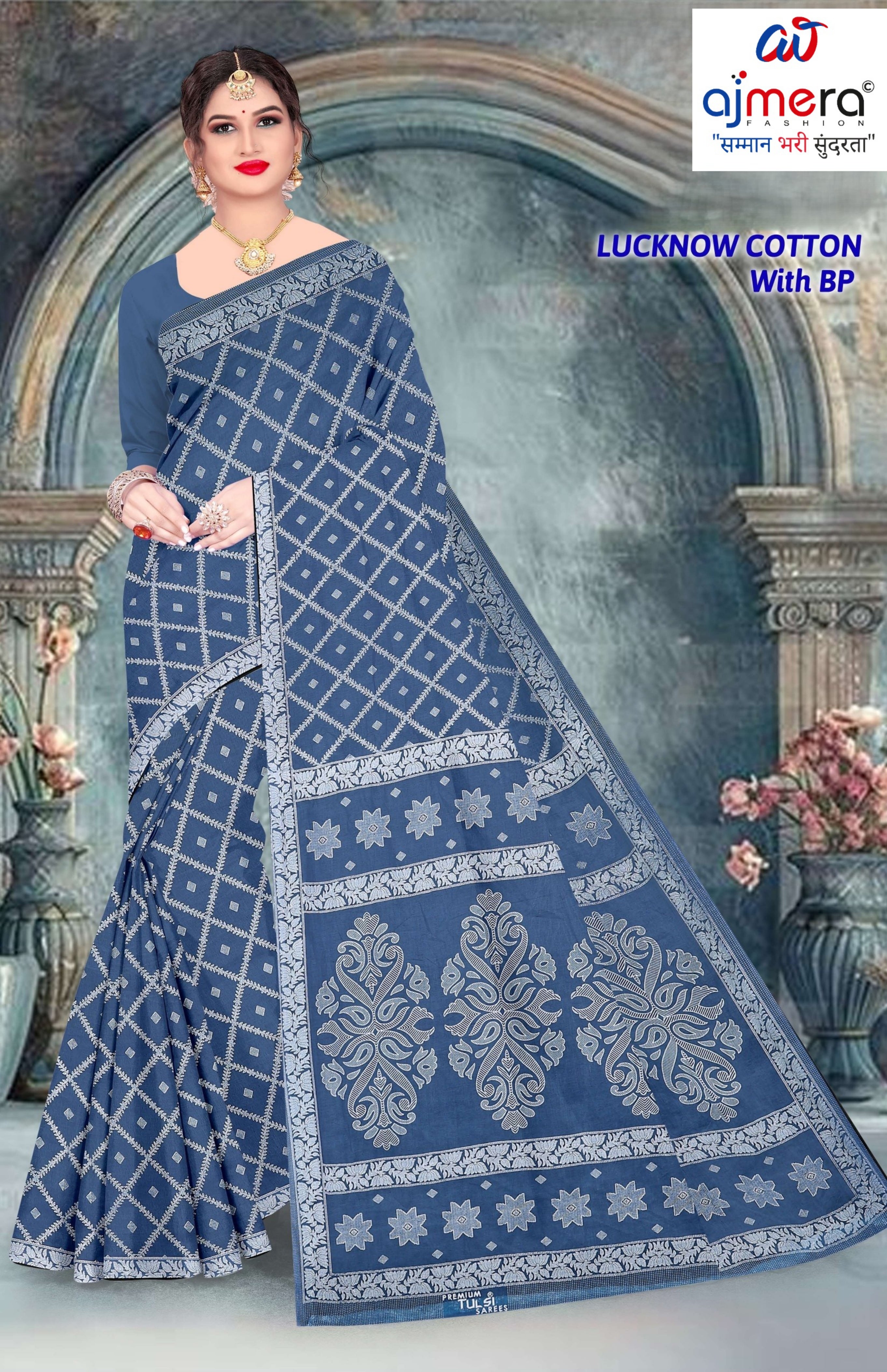 Soft Cotton Saree with Blouse Piece for Premium Ethnic and Traditional Wear | TLS-LUCKNOW COTTON WITH BP
