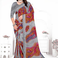 Chiffon Print Loose Saree with Blouse for Premium Ethnic and Traditional Wear | TTS-VISHWA