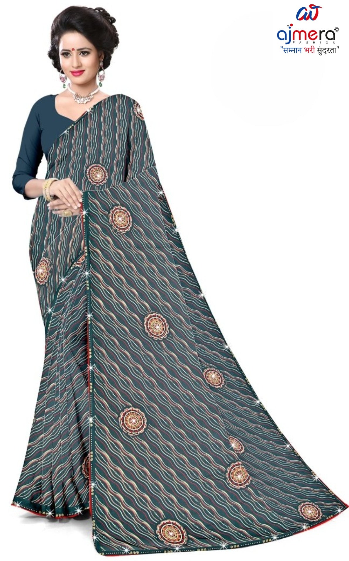 Fashionable Printed Saree with Blouse Piece for Festive Collection  | CAS-PANCHWATI