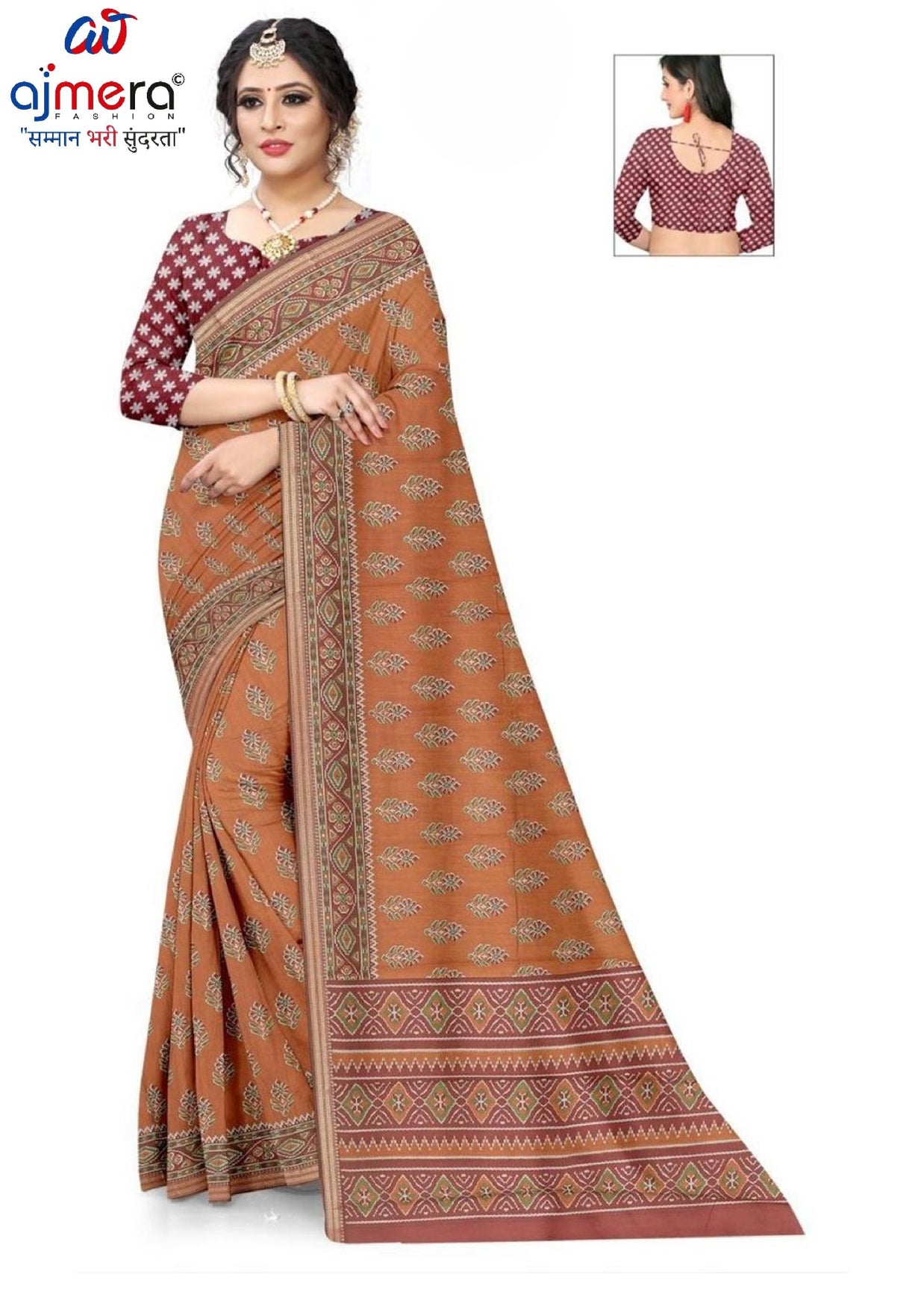 Daily Wear Cotton Saree with Blouse Piece for Premium Ethnic and Traditional Wear | ANT-MUSKAN PURE SILK