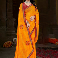 Premium Printed Saree with Matching Blouse Piece for Ethnic Elegance  | CAS-PALKI