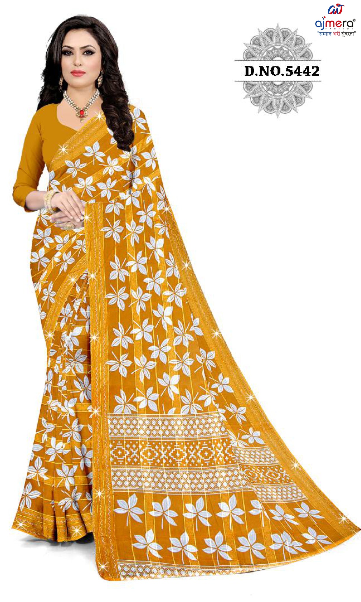 Exclusive Printed Saree with Blouse Piece for Elegant Ethnic Look  | CAS-FRESH FLOWER