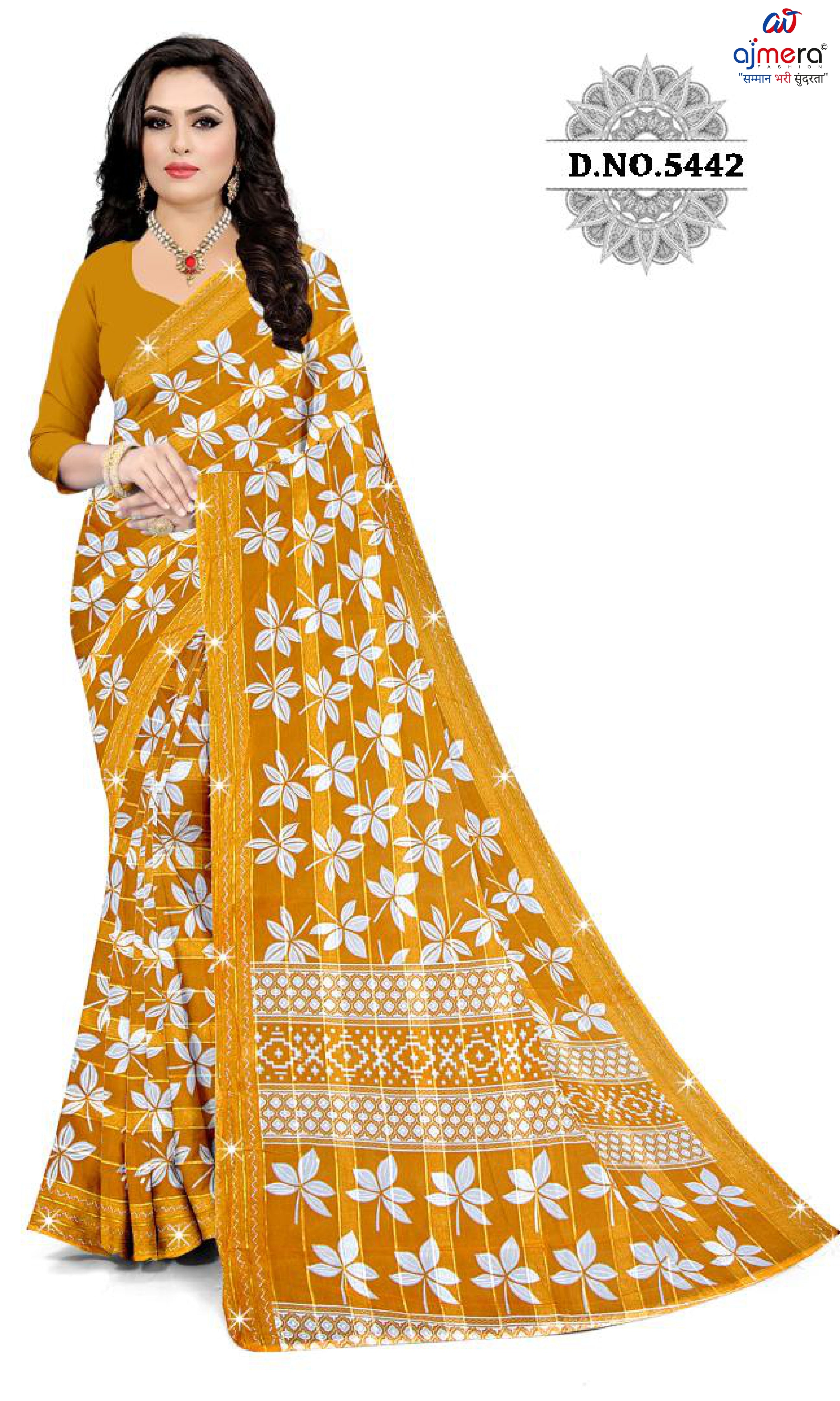 Exclusive Printed Saree with Blouse Piece for Elegant Ethnic Look  | CAS-FRESH FLOWER