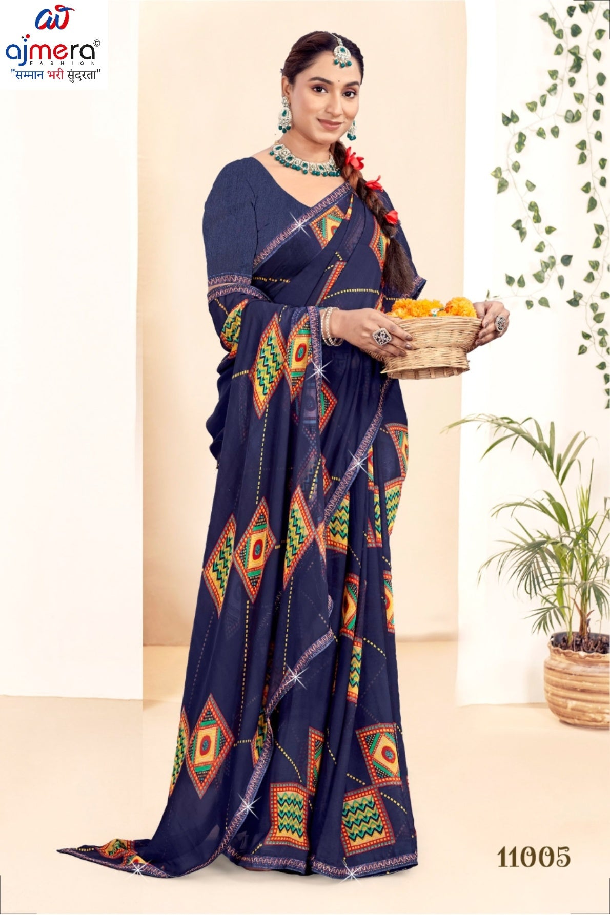 Stylish Printed Saree without Blouse for Traditional Celebrations  | CAS-KRANTI