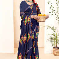 Stylish Printed Saree without Blouse for Traditional Celebrations  | CAS-KRANTI