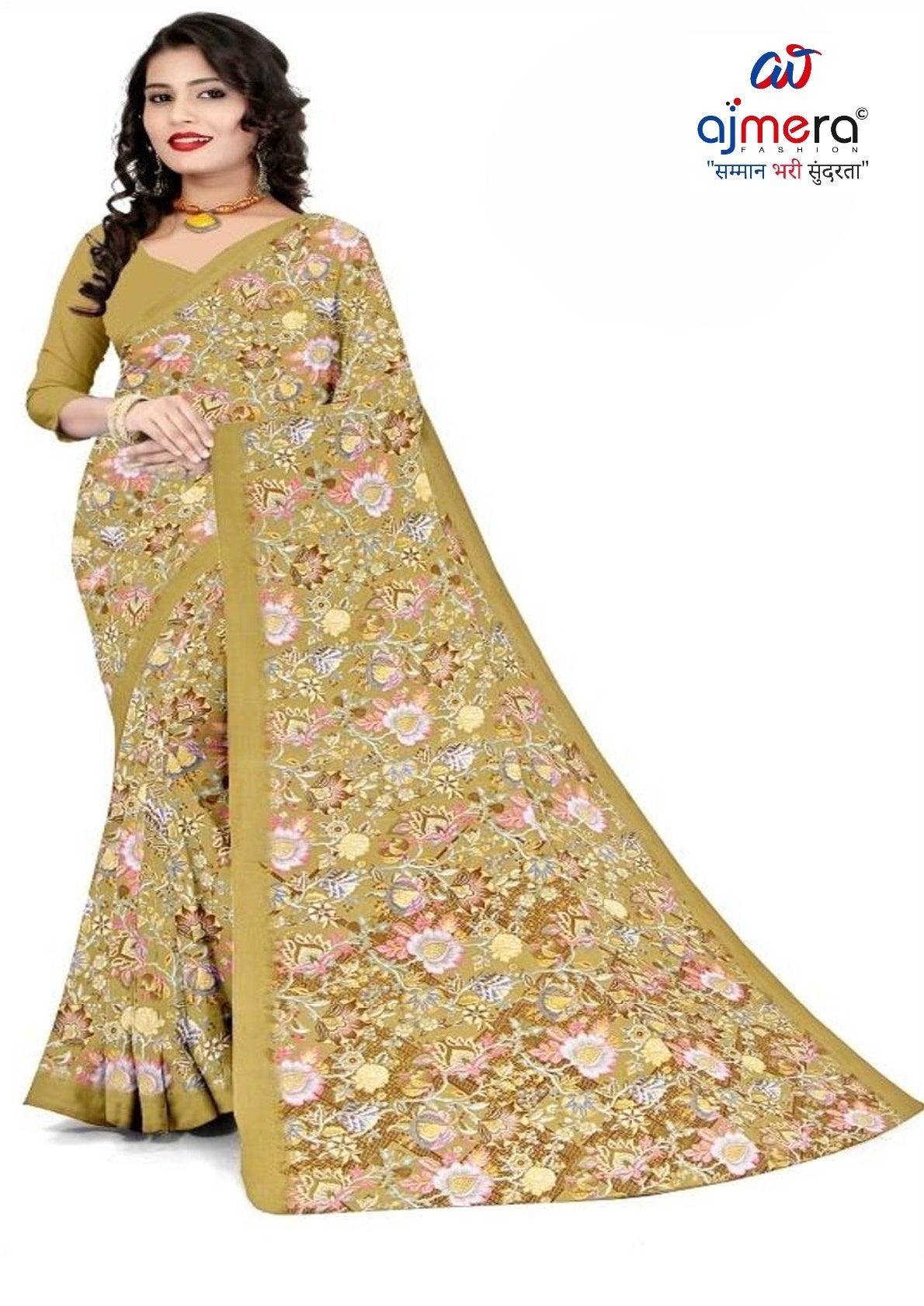 Heavy Reniyal Print Loose Saree without Blouse for Premium Ethnic and Traditional Wear | CAS-PREMIUM