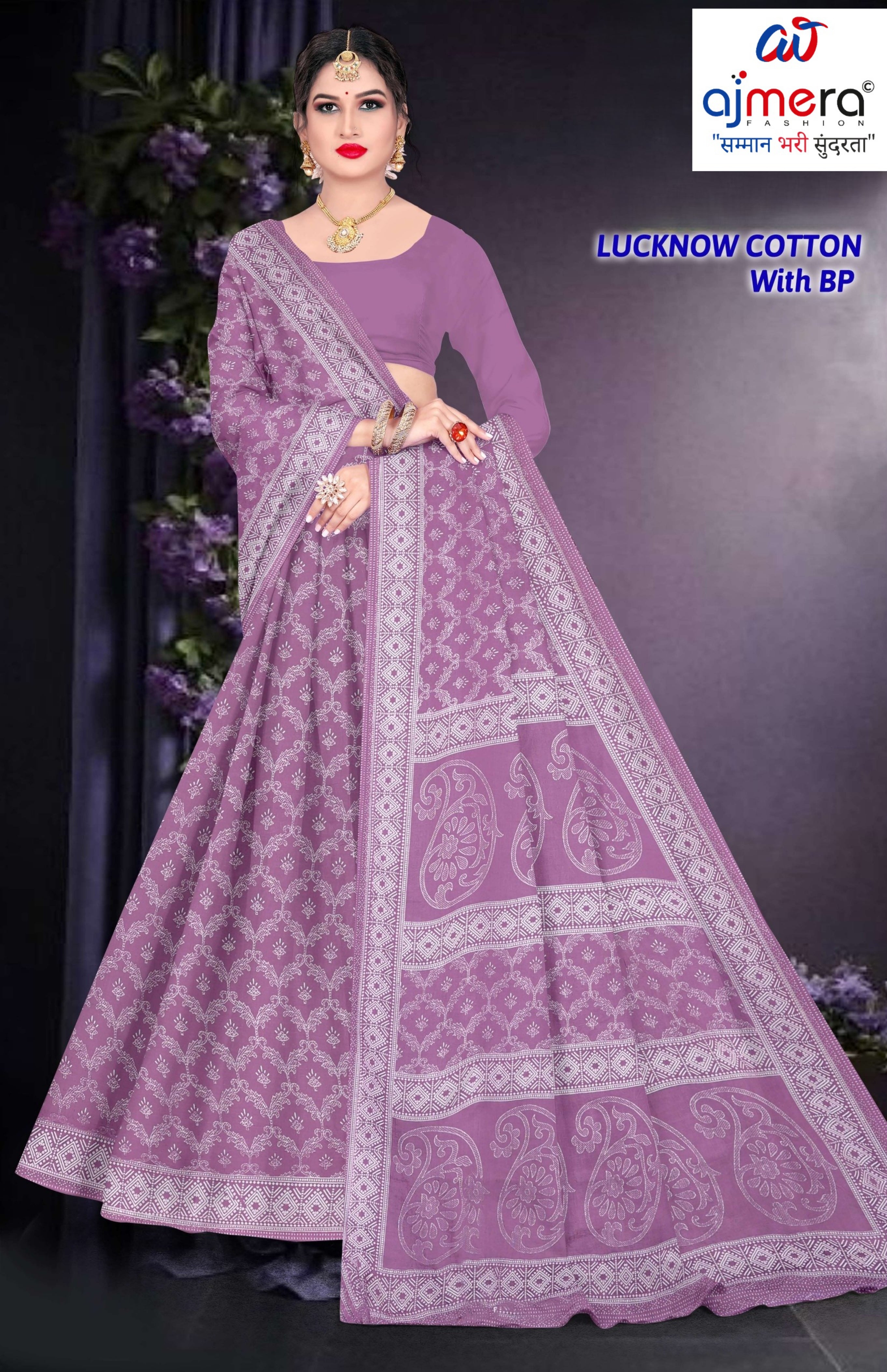 Soft Cotton Saree with Blouse Piece for Premium Ethnic and Traditional Wear | TLS-LUCKNOW COTTON WITH BP