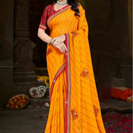 Premium Printed Saree with Matching Blouse Piece for Ethnic Elegance  | CAS-PALKI