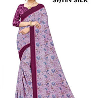 Linen Jari Print Loose Saree with Blouse for Premium Ethnic and Traditional Wear | SBI-SATIN SILK
