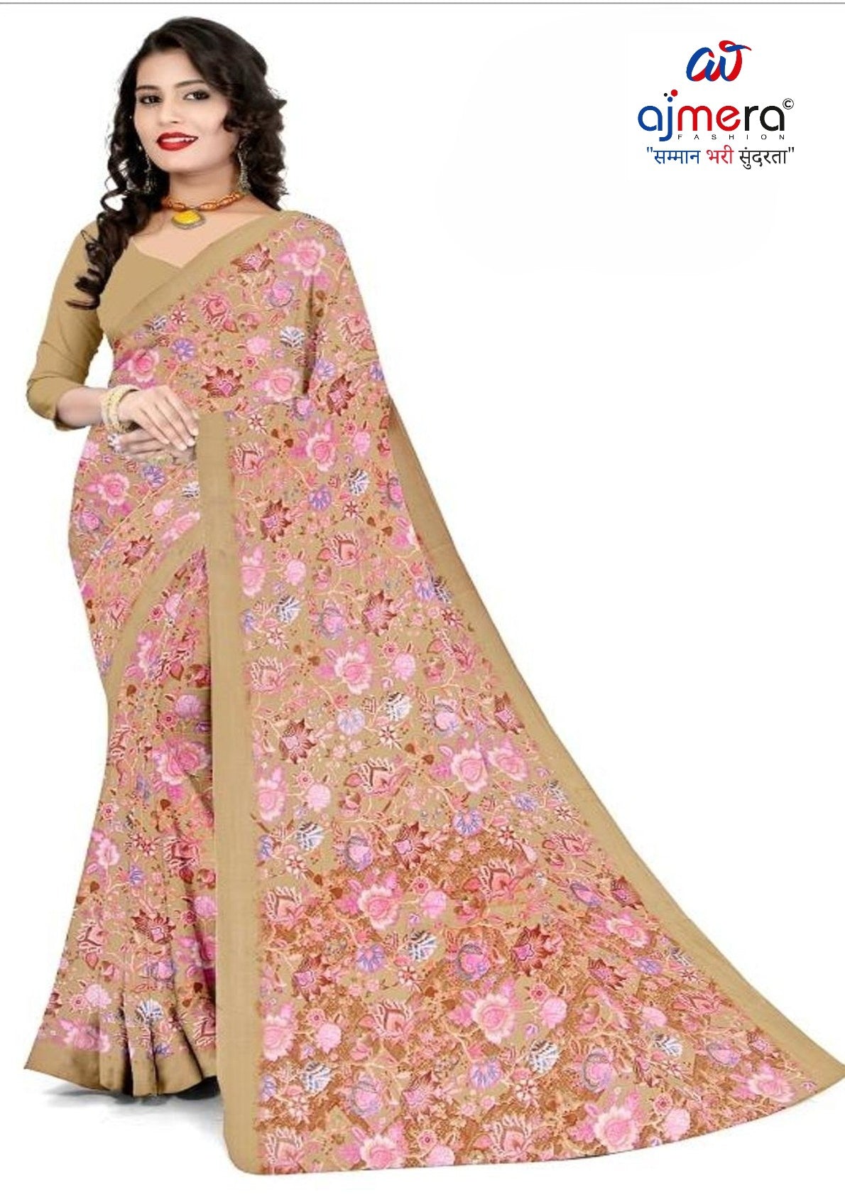 Heavy Reniyal Print Loose Saree without Blouse for Premium Ethnic and Traditional Wear | CAS-PREMIUM
