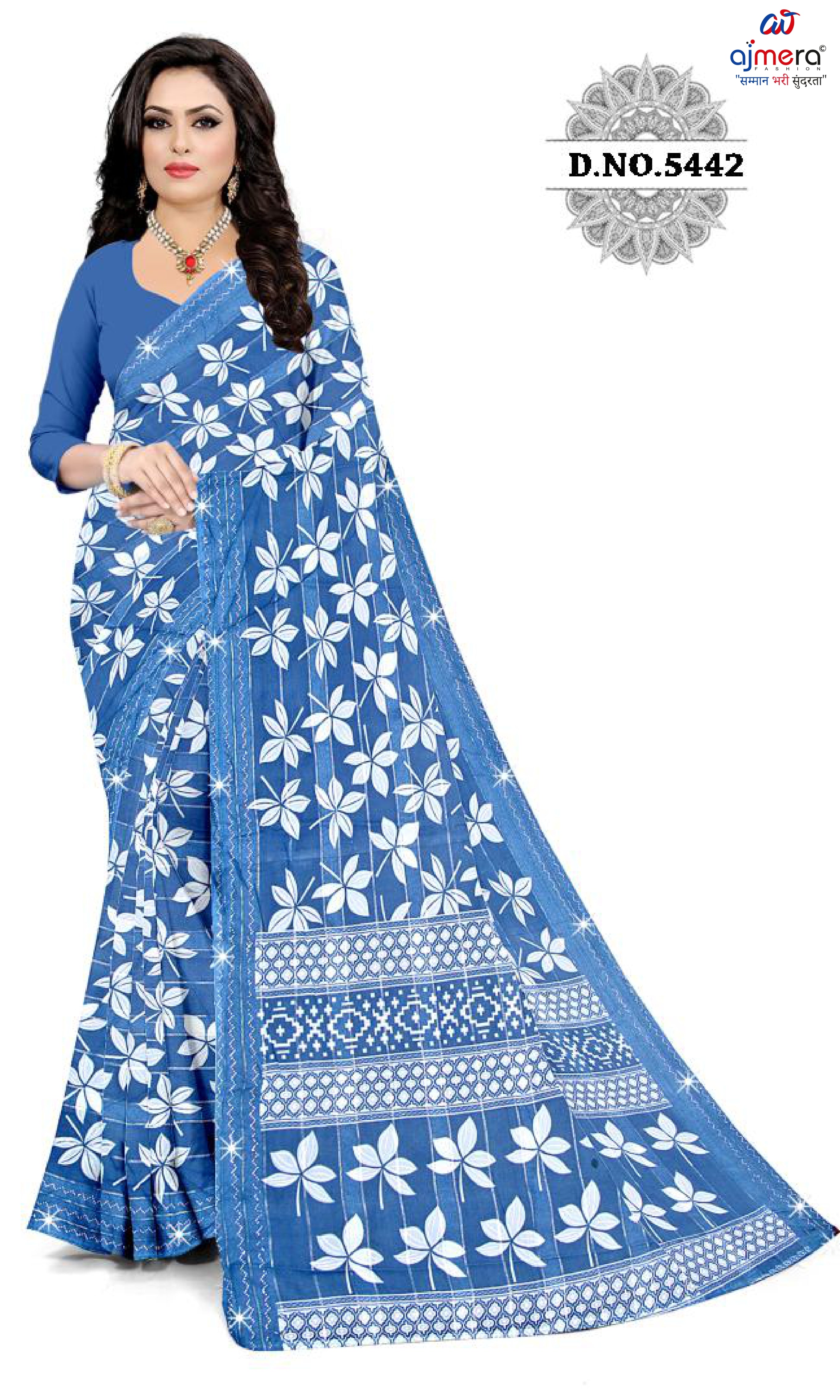 Exclusive Printed Saree with Blouse Piece for Elegant Ethnic Look  | CAS-FRESH FLOWER