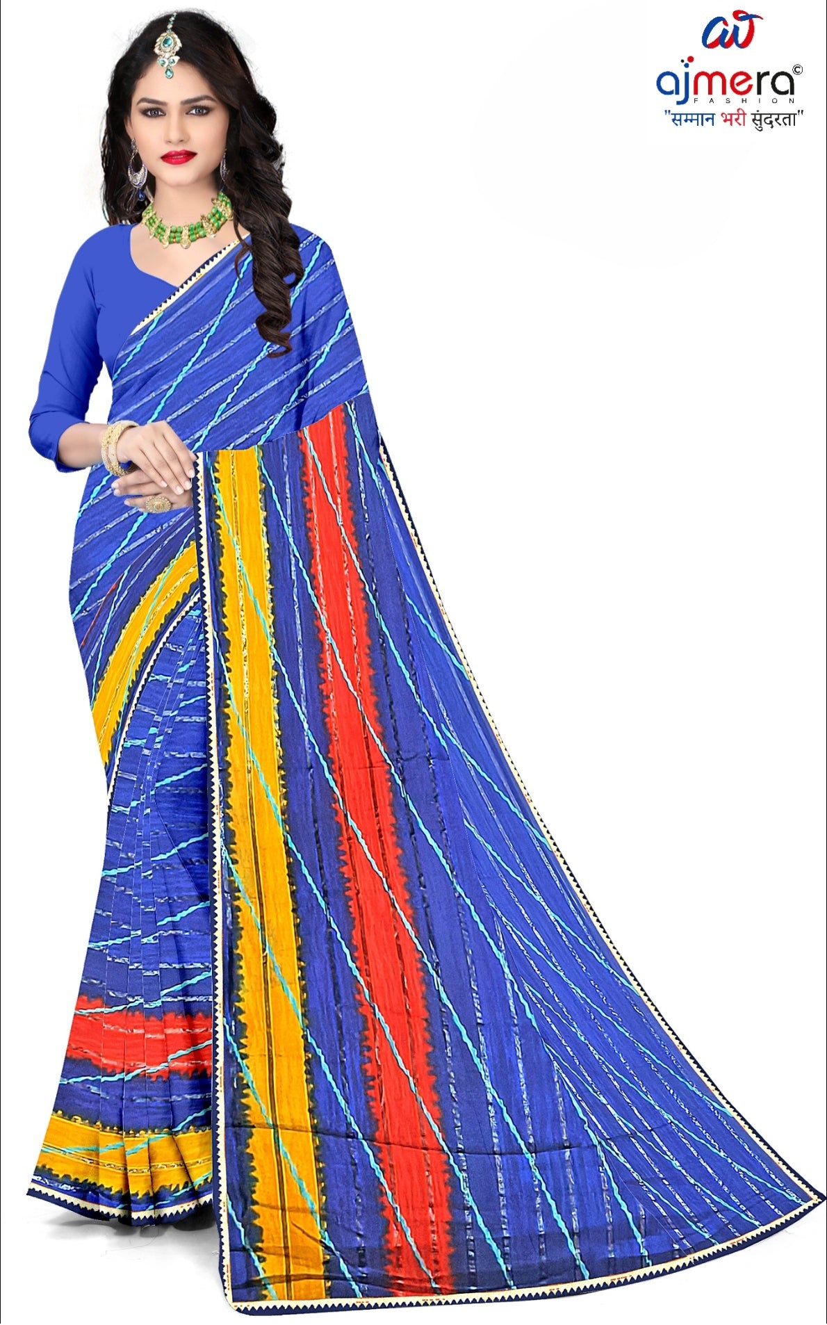 Premium Printed Saree with Matching Blouse Piece for Ethnic Elegance  | CAS-ANOKHEE