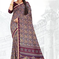 Elegant Printed Saree with Designer Blouse Piece for Festive Wear  | GLC-SILVER GOLD