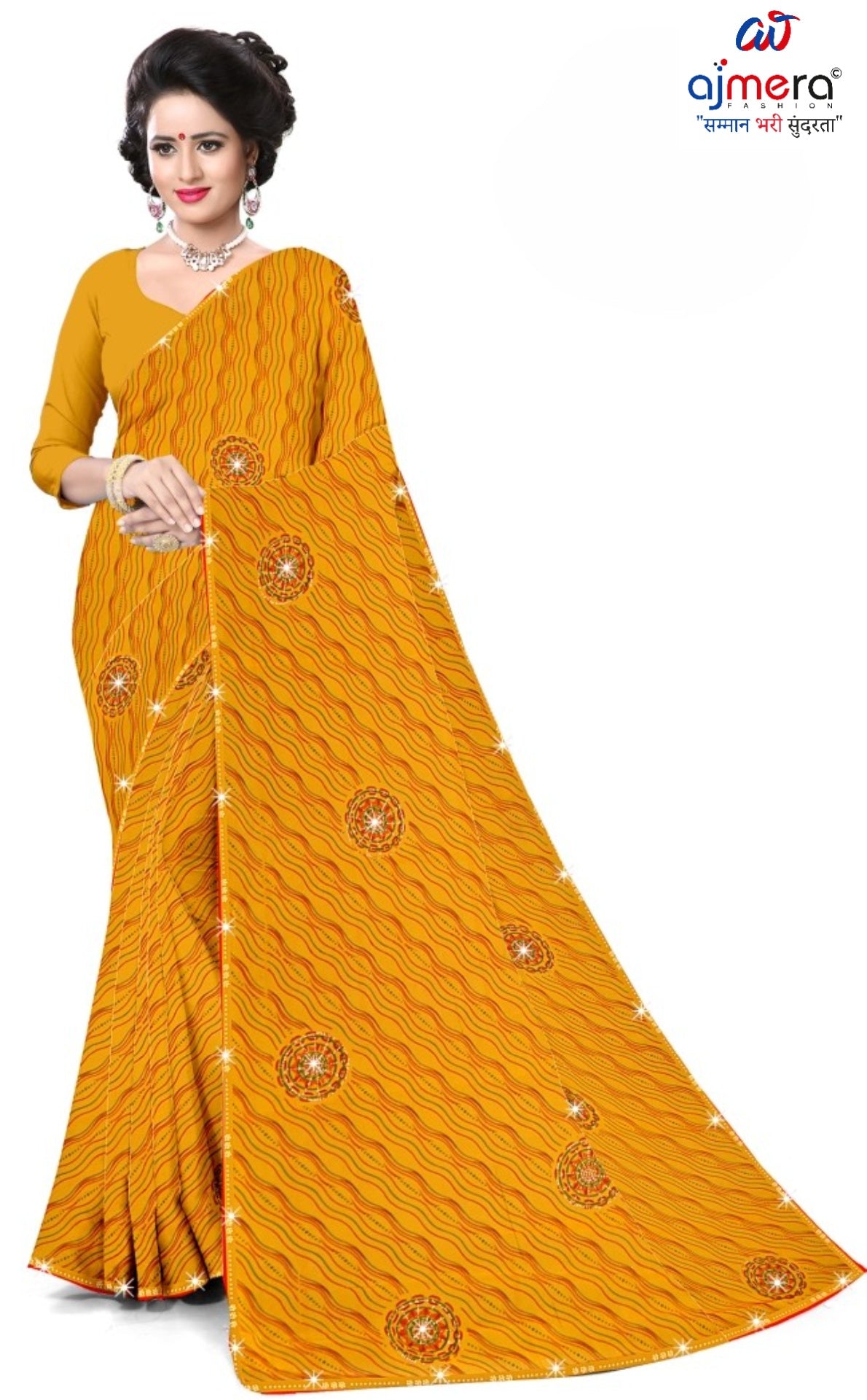Fashionable Printed Saree with Blouse Piece for Festive Collection  | CAS-PANCHWATI