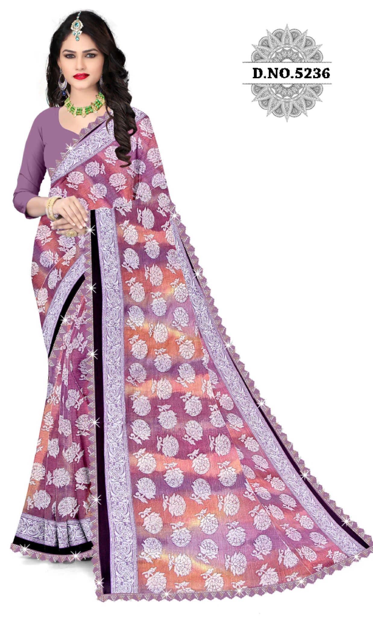 Elegant Printed Saree with Designer Blouse Piece for Festive Wear  | CAS-ZHIL MIL