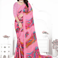 Chiffon Print Loose Saree with Blouse for Premium Ethnic and Traditional Wear | TTS-VISHWA