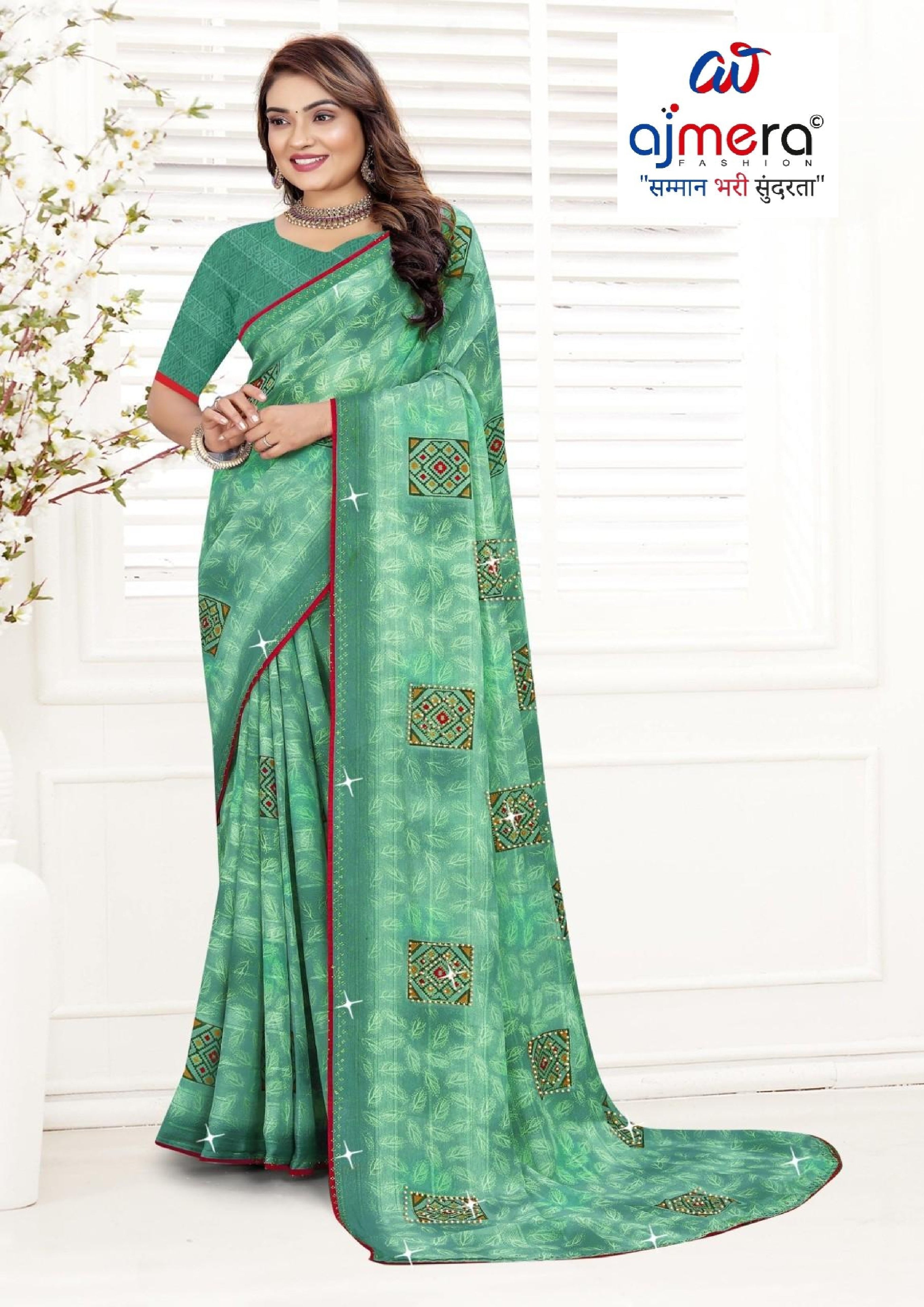 Chic Printed Saree with Blouse Piece for Sophisticated Ethnic Style  | TTS-EKNOOR