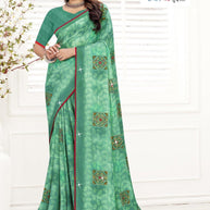 Chic Printed Saree with Blouse Piece for Sophisticated Ethnic Style  | TTS-EKNOOR