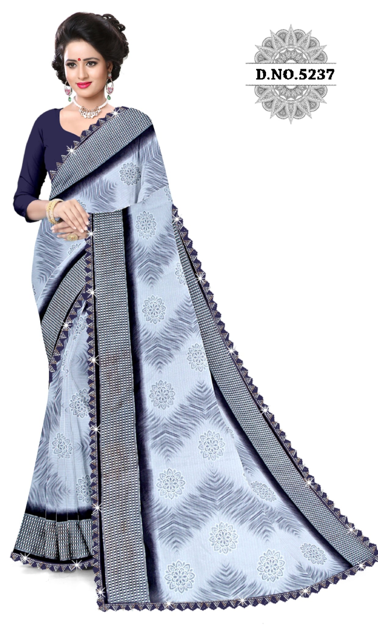 Elegant Printed Saree with Designer Blouse Piece for Festive Wear  | CAS-ZHIL MIL