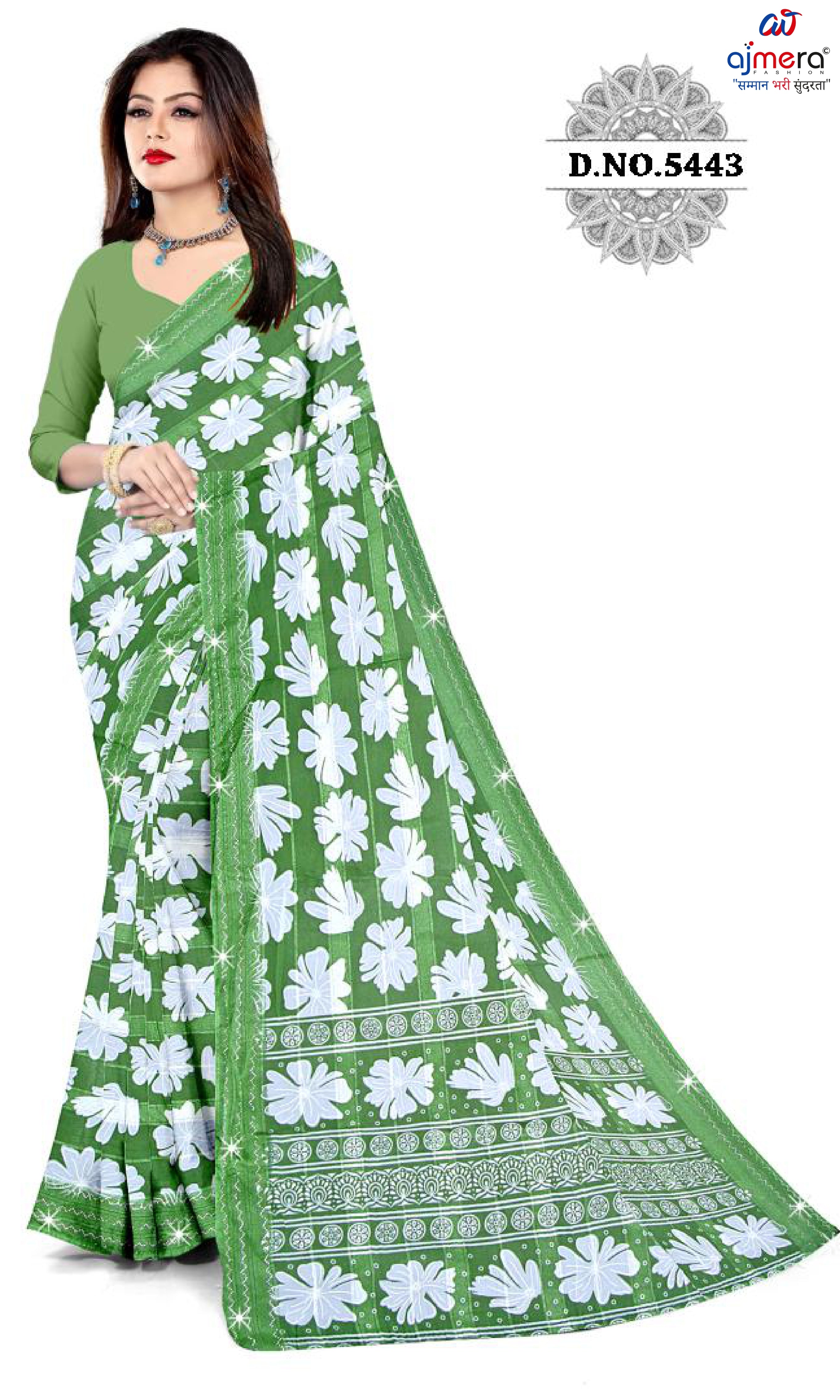 Exclusive Printed Saree with Blouse Piece for Elegant Ethnic Look  | CAS-FRESH FLOWER