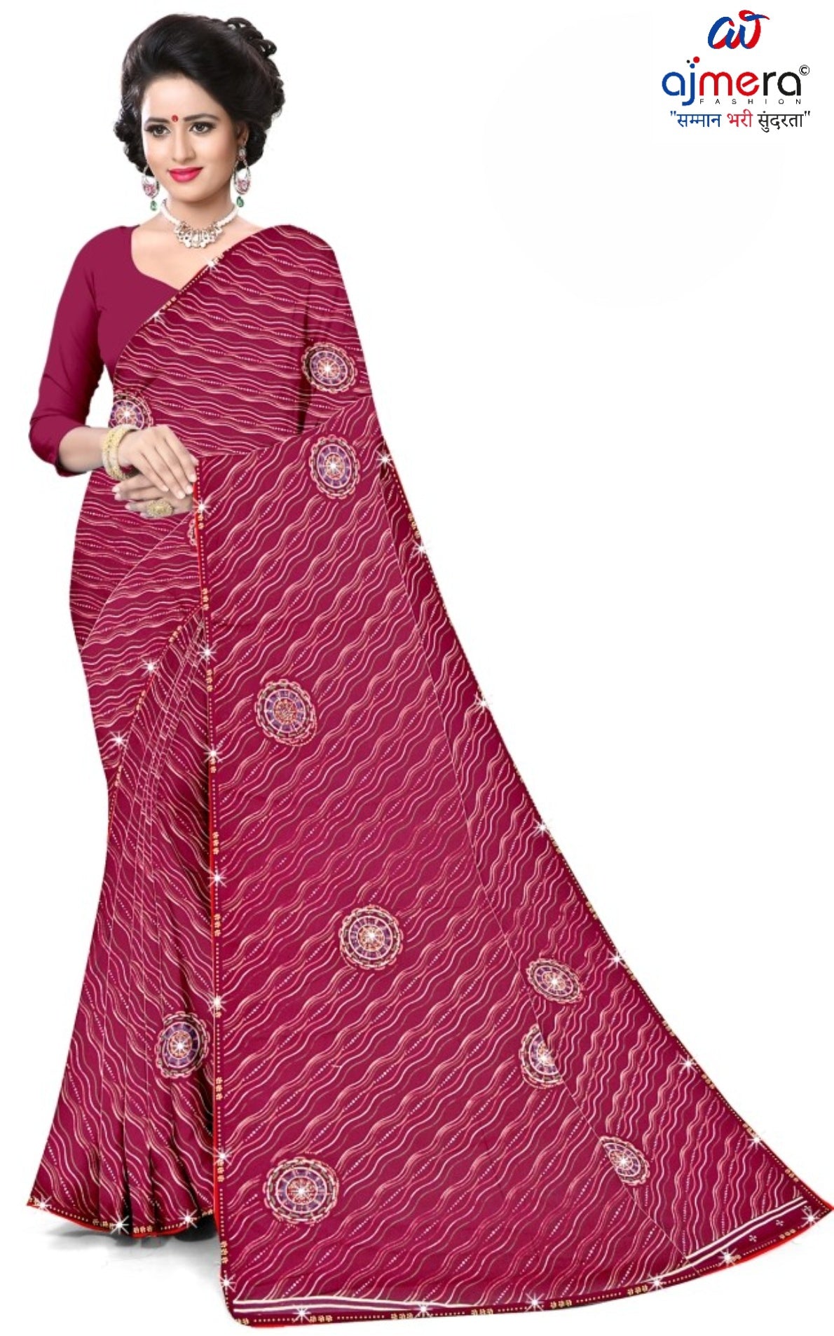 Fashionable Printed Saree with Blouse Piece for Festive Collection  | CAS-PANCHWATI