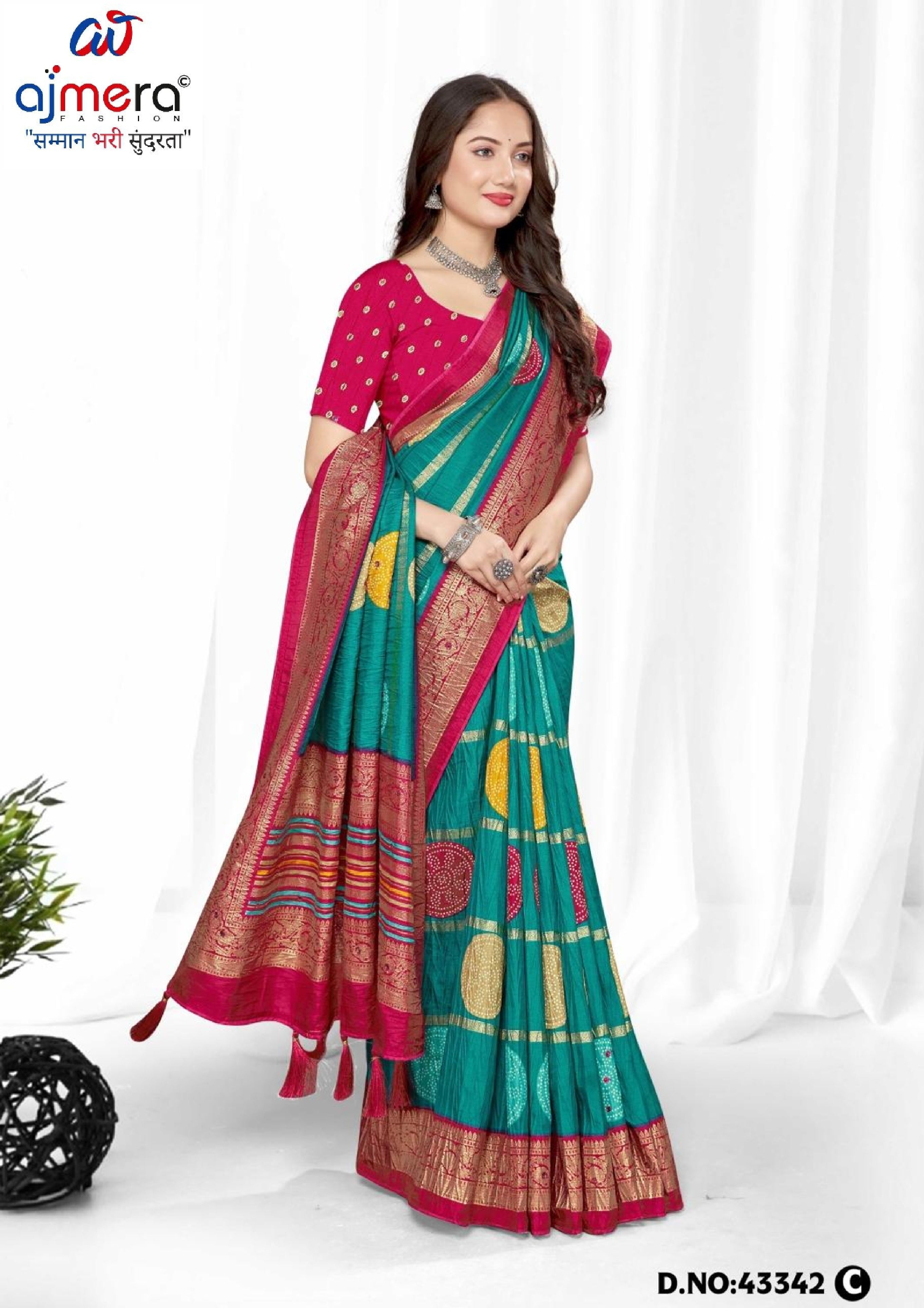 Premium Printed Saree with Matching Blouse Piece for Ethnic Elegance  | VER-BANJARAN-43342
